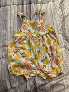 Carter's Yellow, Peach & Green Floral Baby Romper